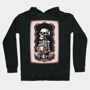 Skeleton with a coffee cup #3 Hoodie